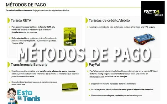 METODOS DE PAGO RETABET